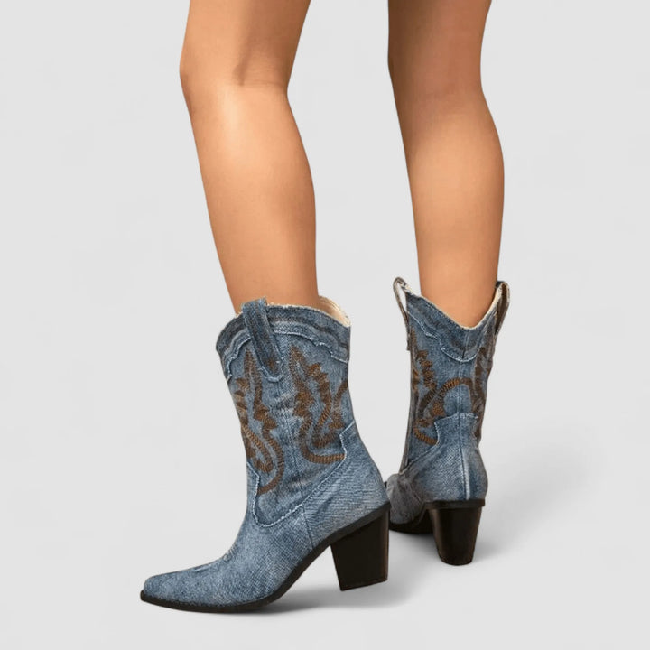 Women's Comfortable Casual Cowboy Boots with Wide Fit and Non Slip