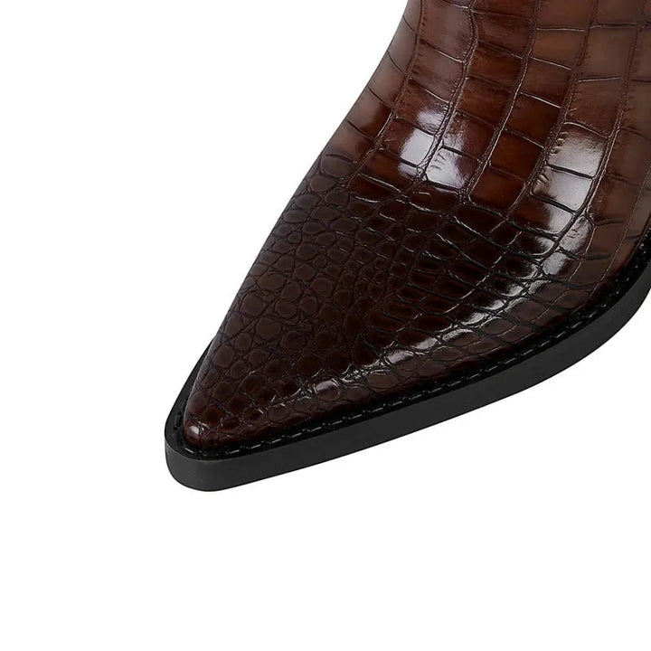 Women's Comfortable Knee High Cowboy Boots with Cushioned and Wide Calf