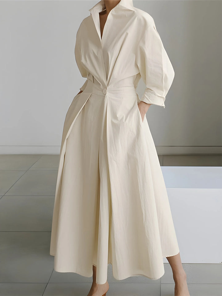 Women's Elegant A-Line Maxi Wedding Guest Dress with V-Neck