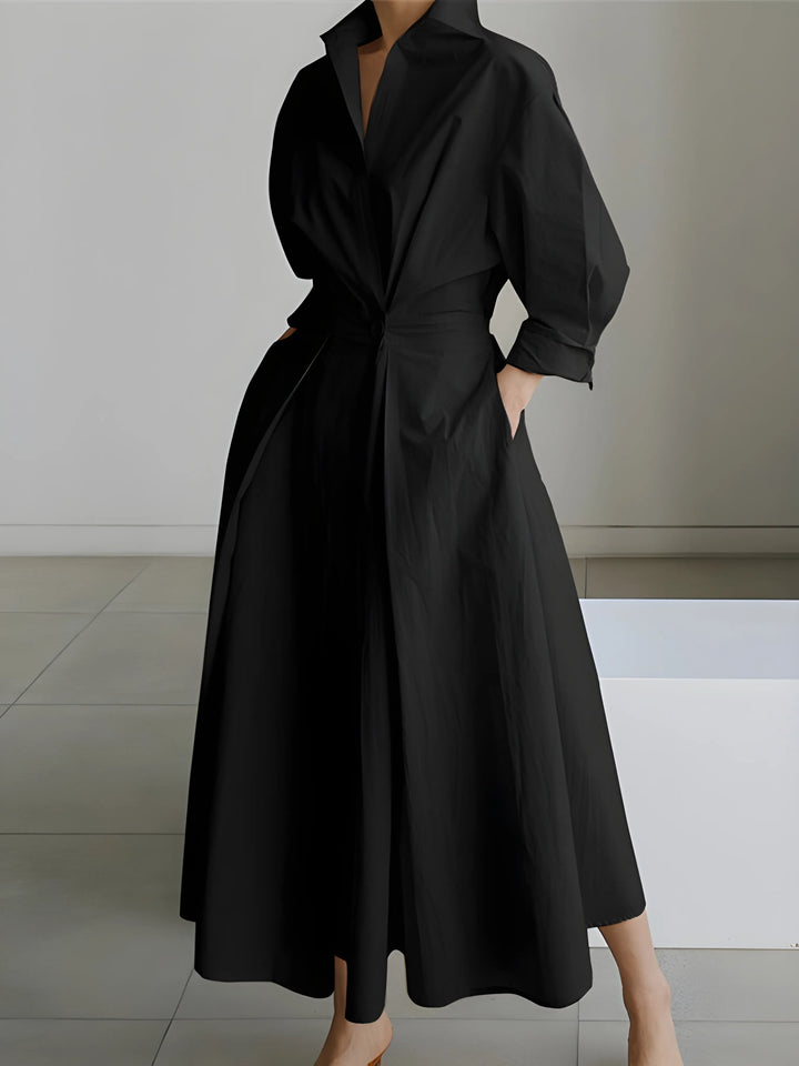Women's Elegant A-Line Maxi Wedding Guest Dress with V-Neck