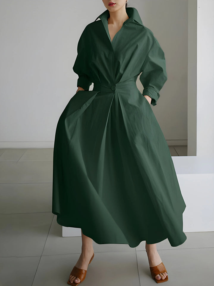 Women's Elegant A-Line Maxi Wedding Guest Dress with V-Neck