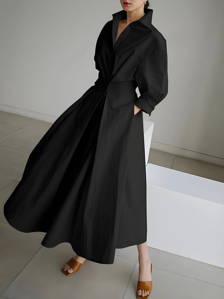 Women's Elegant A-Line Maxi Wedding Guest Dress with V-Neck
