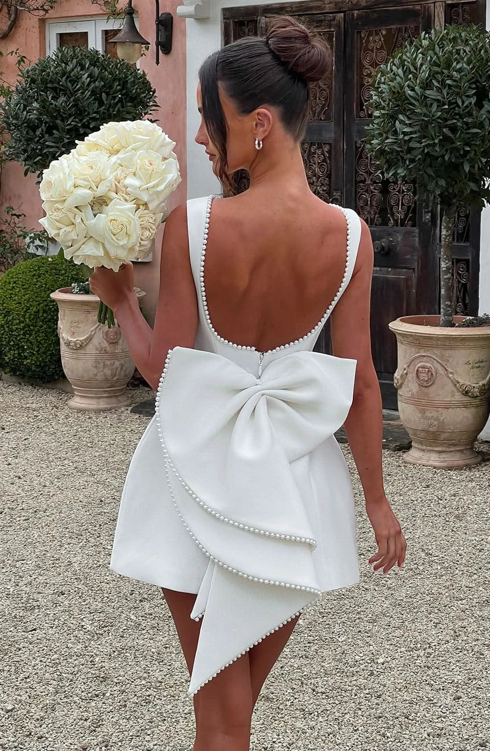Women's Elegant A-Line Mini Cocktail Dress with Bow Detail