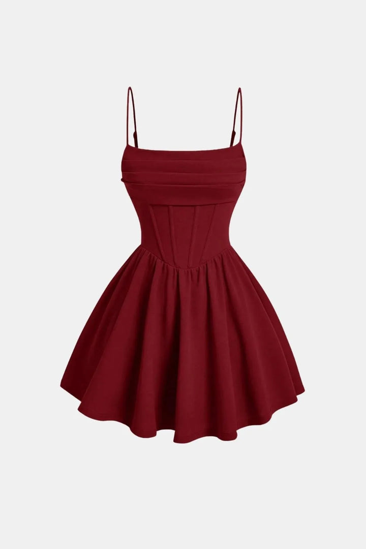 Women's Elegant A-Line Mini Cocktail Dress with Ruched Bodice