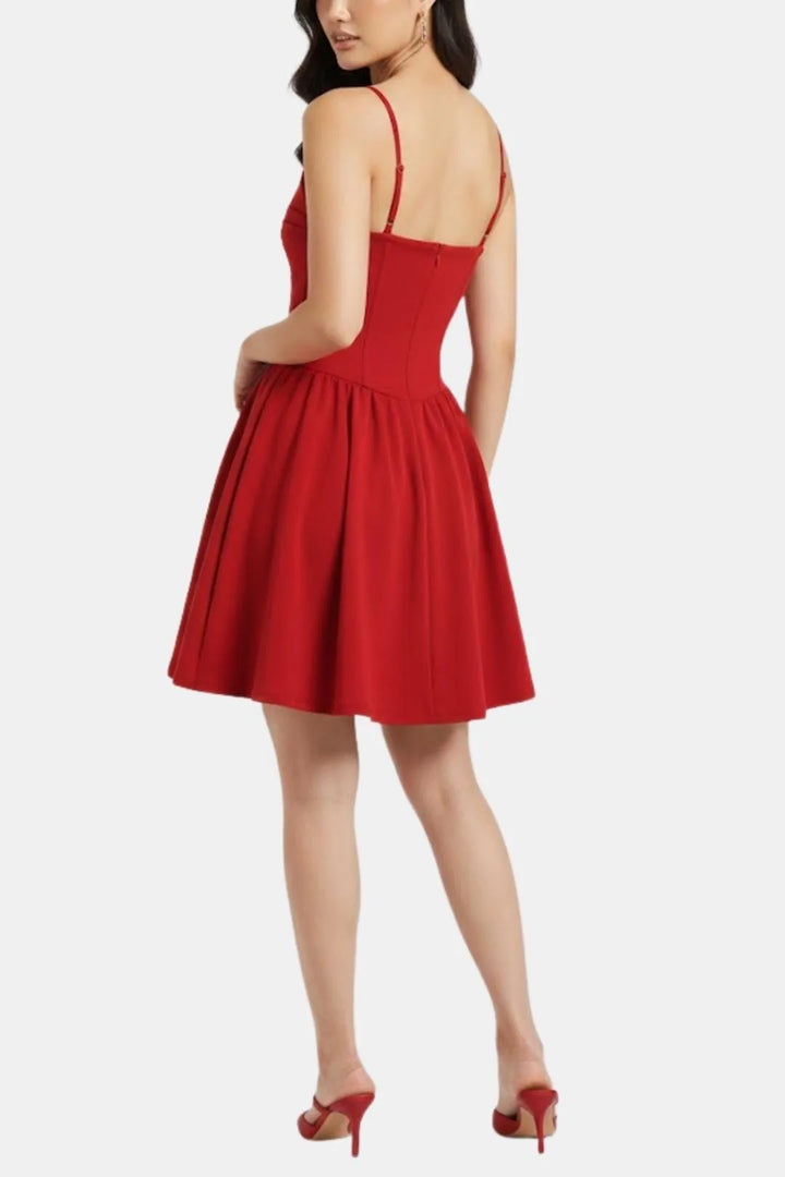 Women's Elegant A-Line Mini Cocktail Dress with Ruched Bodice