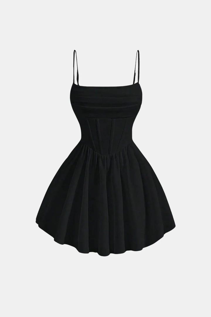 Women's Elegant A-Line Mini Cocktail Dress with Ruched Bodice
