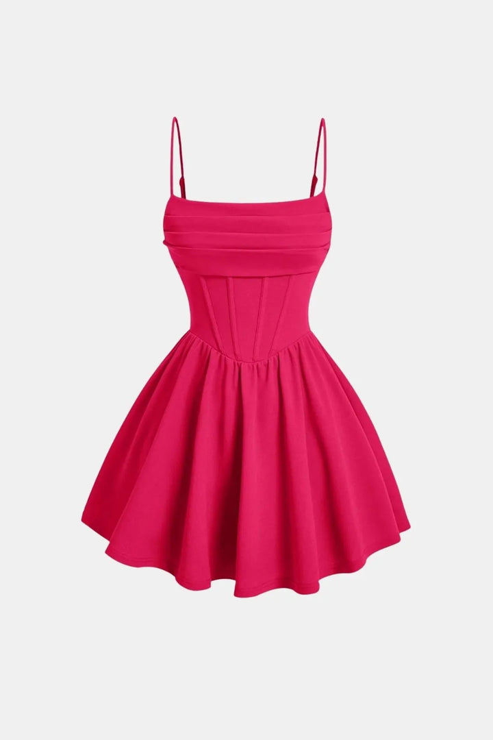 Women's Elegant A-Line Mini Cocktail Dress with Ruched Bodice