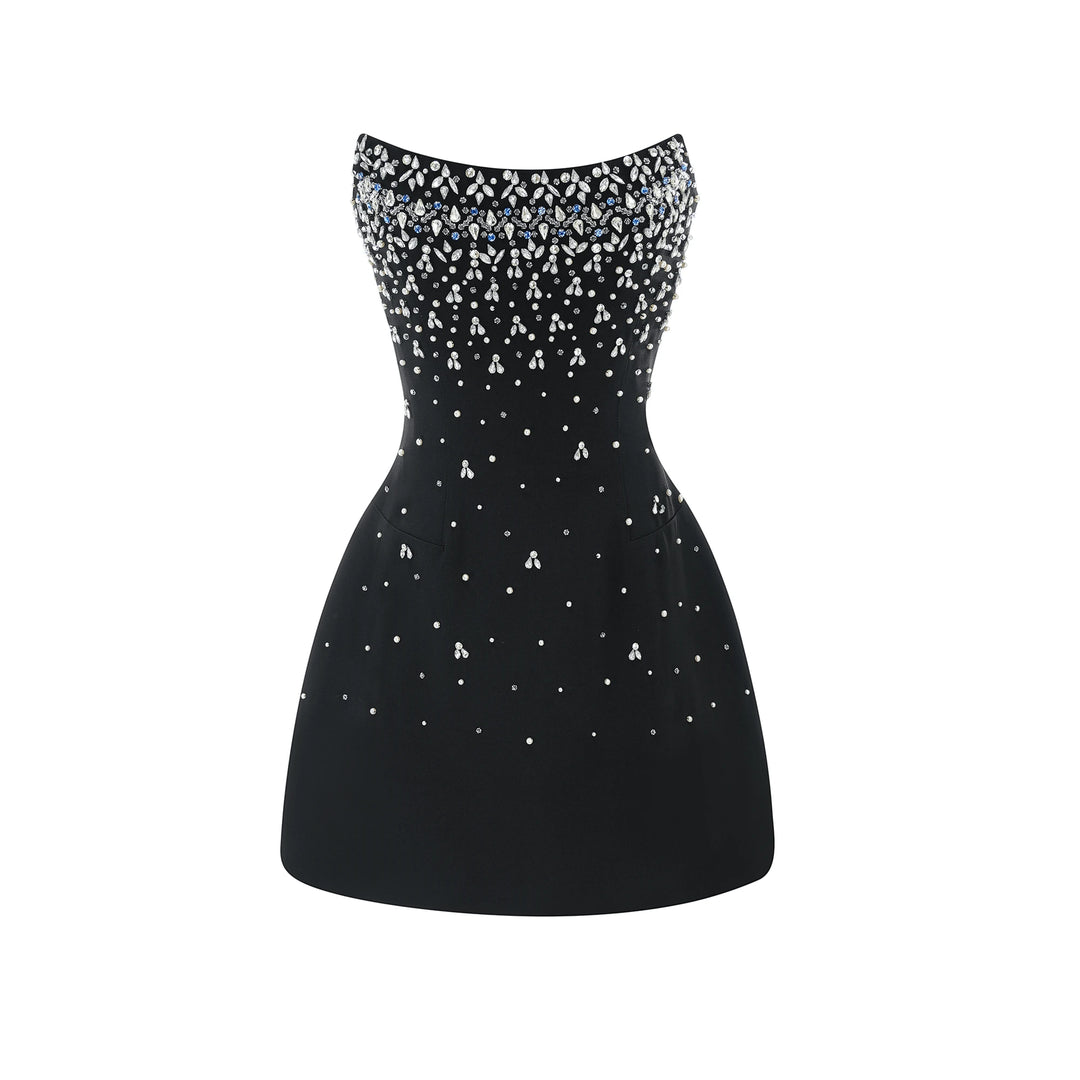 Women's Elegant A-Line Mini Cocktail Dress with Strapless Neckline
