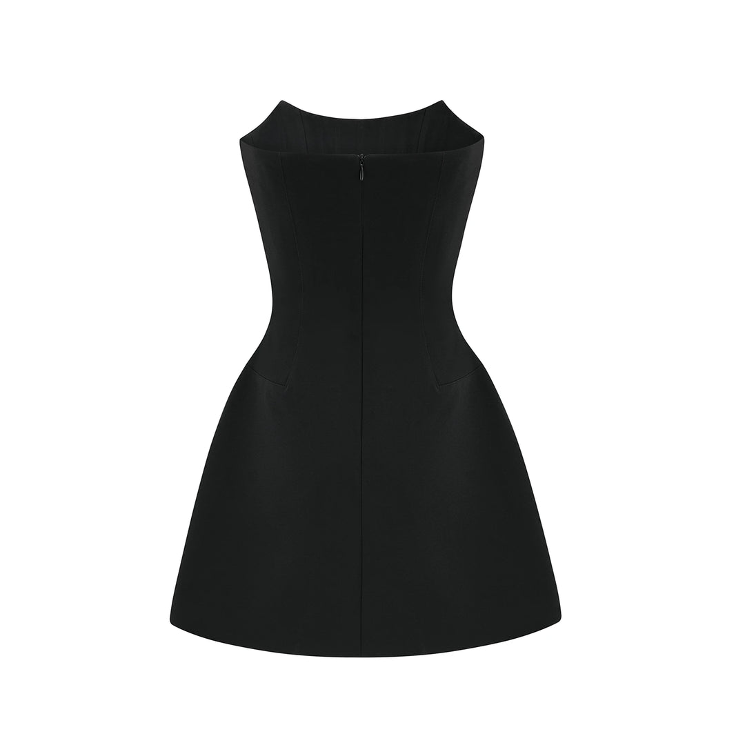 Women's Elegant A-Line Mini Cocktail Dress with Strapless Neckline