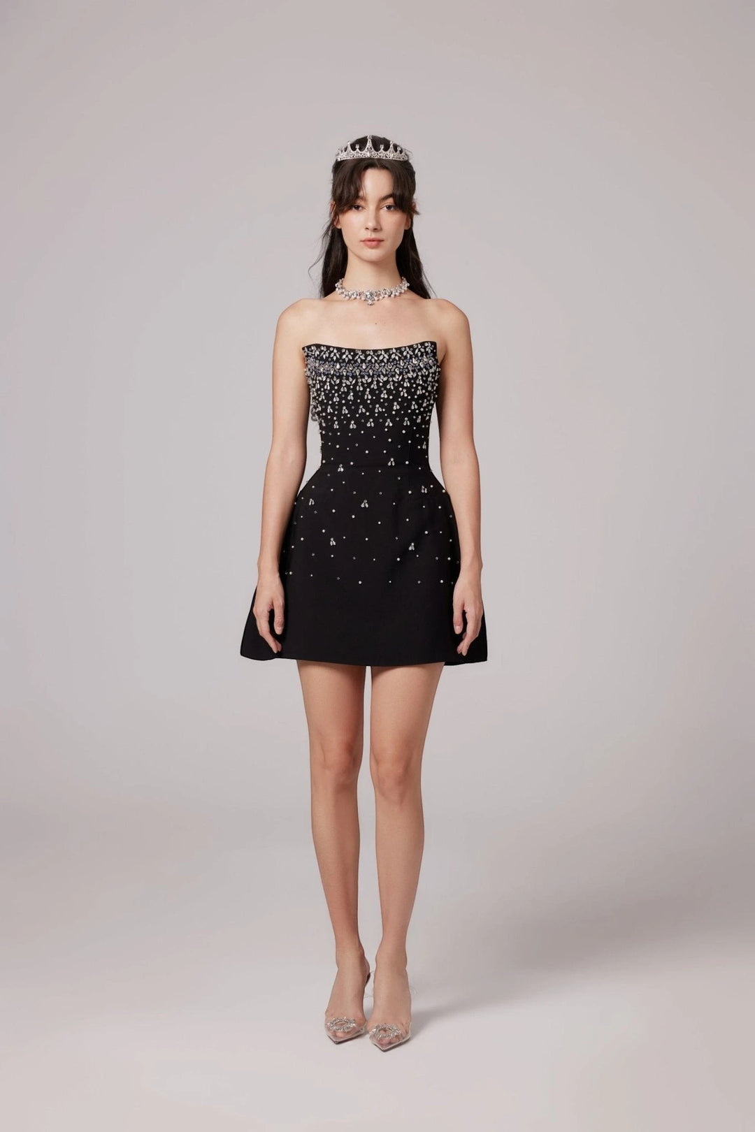 Women's Elegant A-Line Mini Cocktail Dress with Strapless Neckline