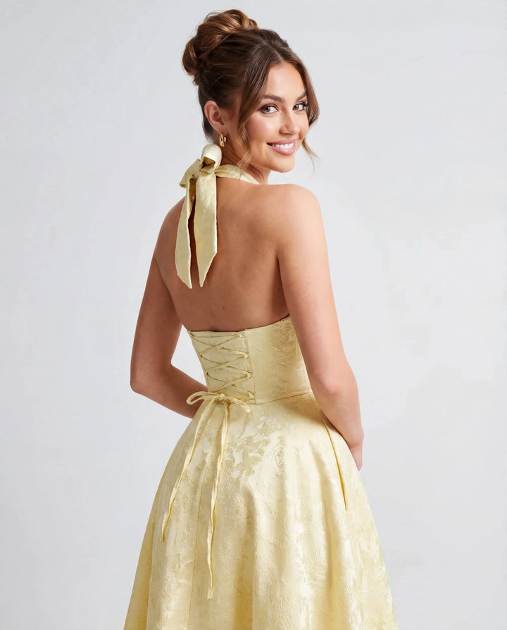Women's Elegant Backless Mini Cocktail Dress with Bell Sleeve