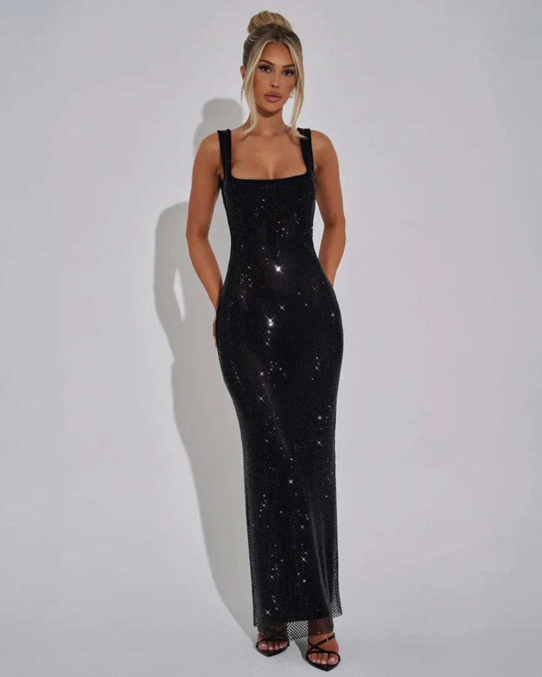 Women's Elegant Bodycon Cocktail Dress with Square Neckline