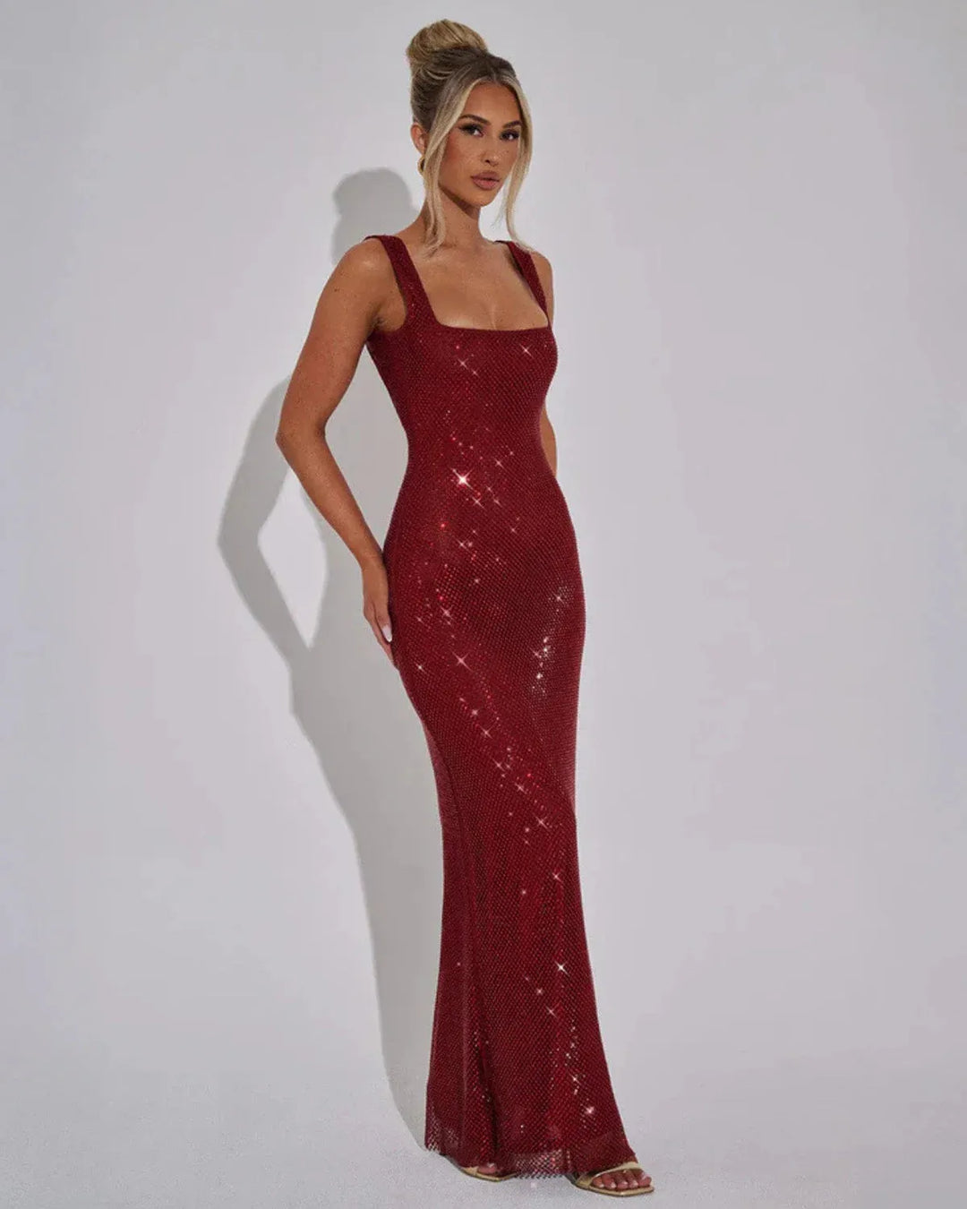 Women's Elegant Bodycon Cocktail Dress with Square Neckline