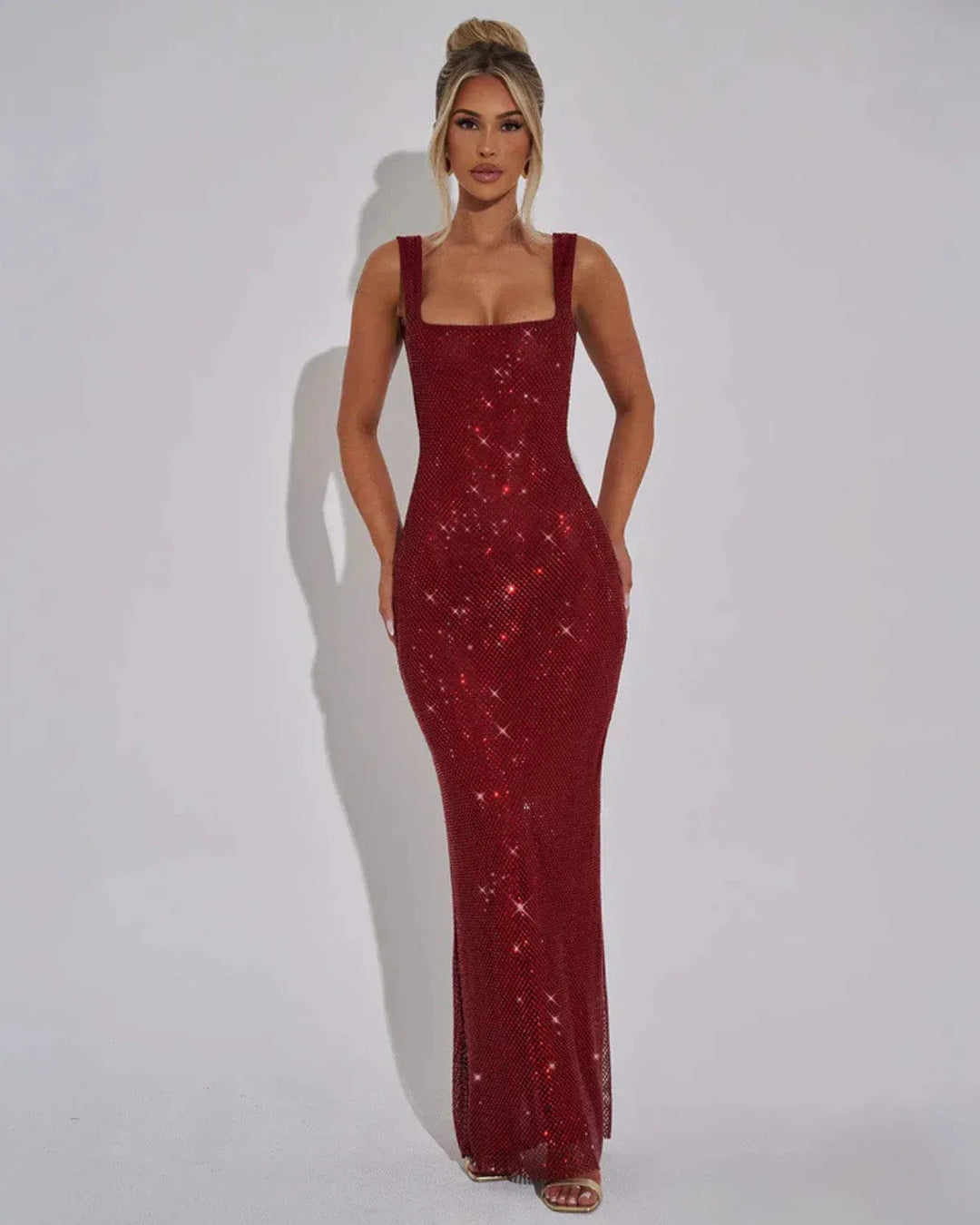 Women's Elegant Bodycon Cocktail Dress with Square Neckline