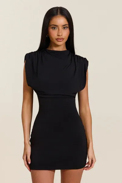 Women's Elegant Bodycon Mini Cocktail Dress with Cap Sleeve