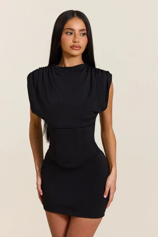 Women's Elegant Bodycon Mini Cocktail Dress with Cap Sleeve