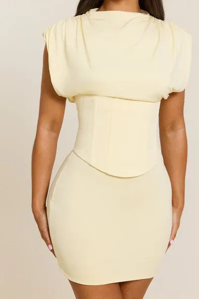 Women's Elegant Bodycon Mini Cocktail Dress with Cap Sleeve