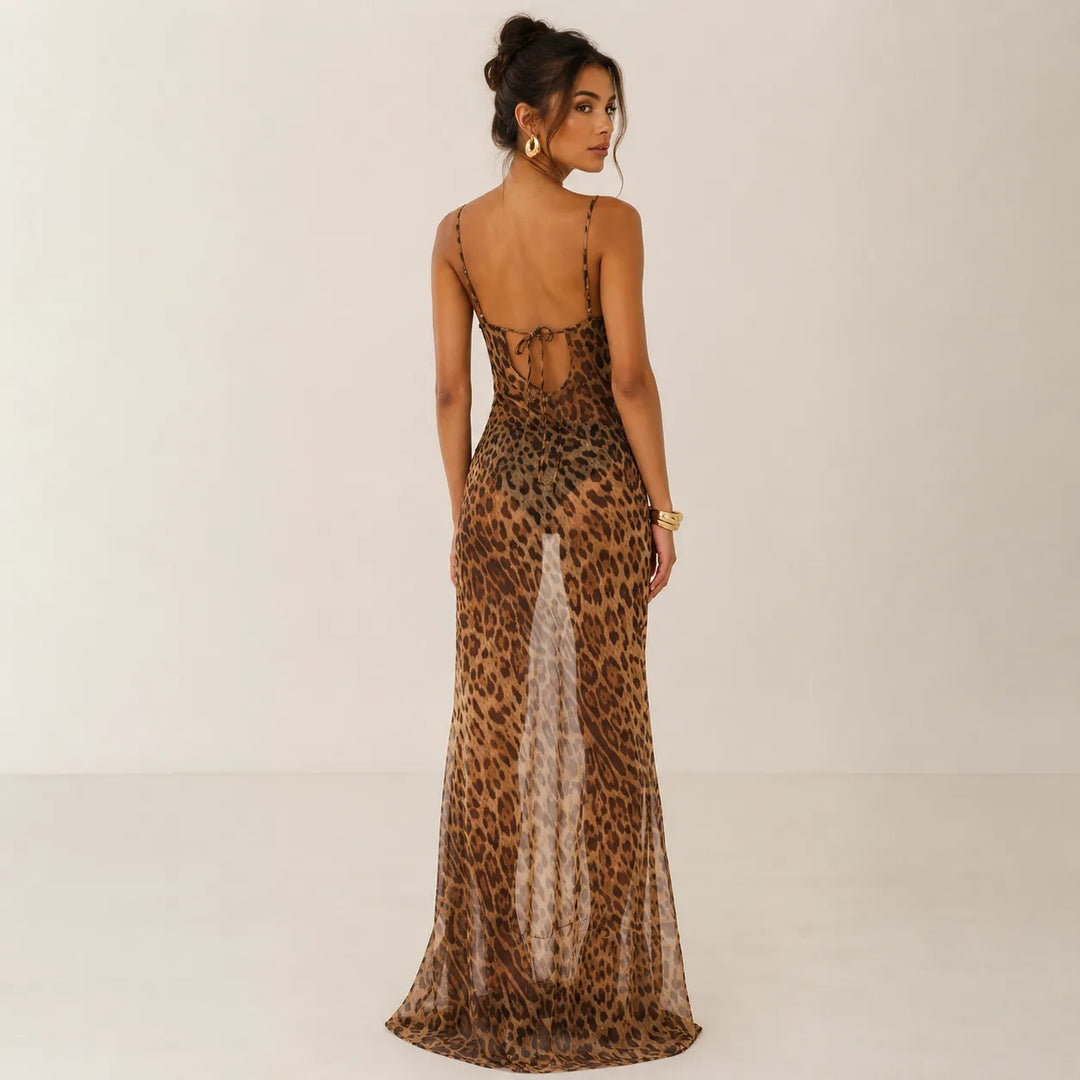 Women's Elegant Flowy Maxi Cocktail Dresses with Scoop Neck