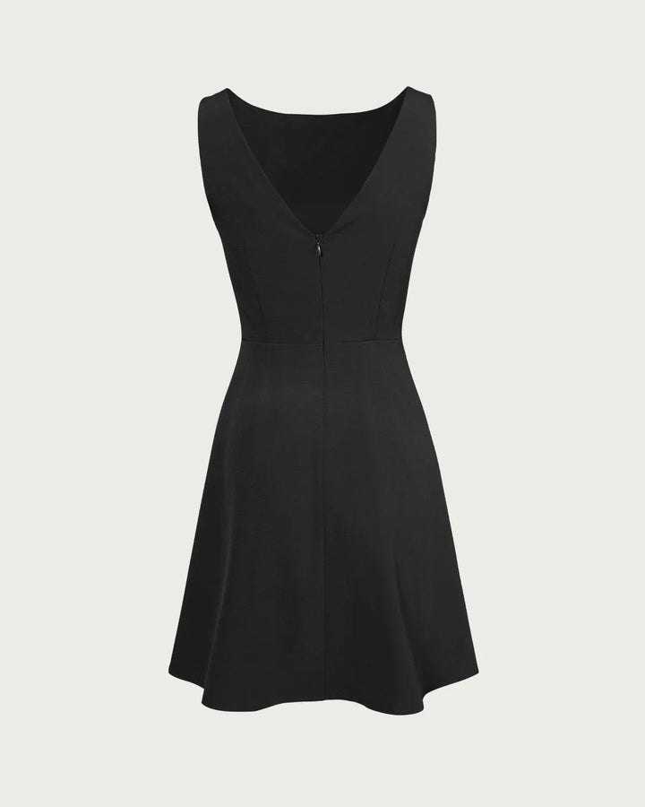 Women's Elegant Flowy Mini Cocktail Dress with Boat Neck