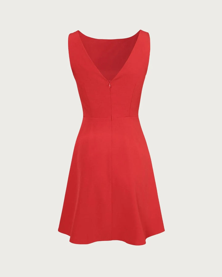 Women's Elegant Flowy Mini Cocktail Dress with Boat Neck