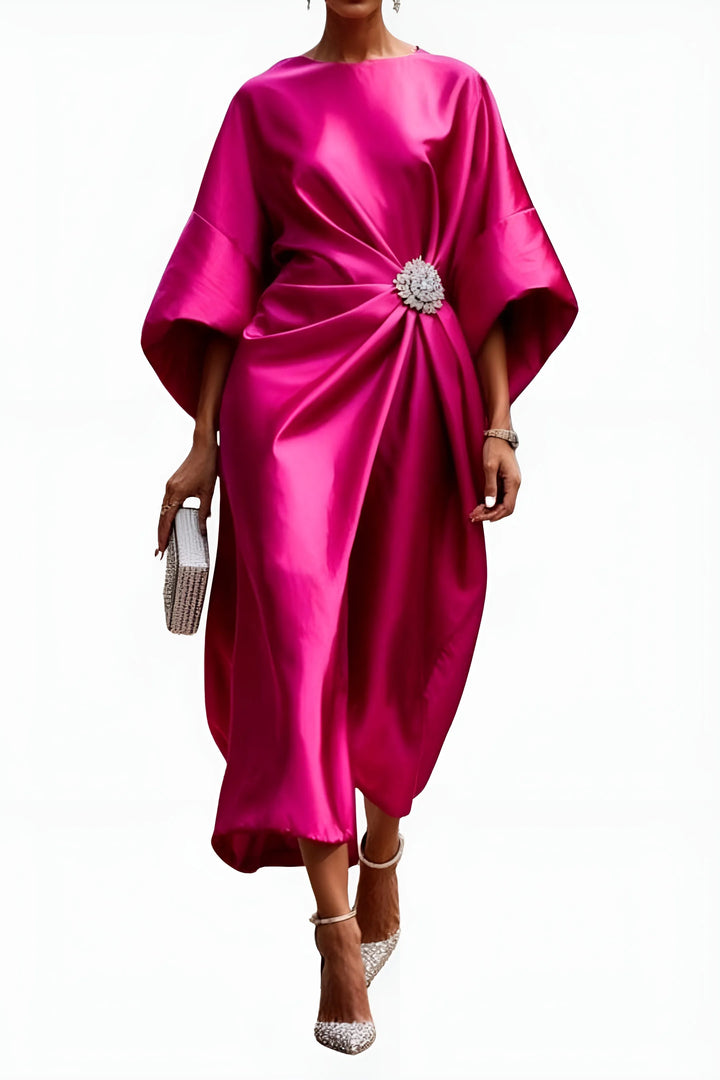 Women's Elegant Formal Maxi Wedding Guest Dress with Ruched Detail