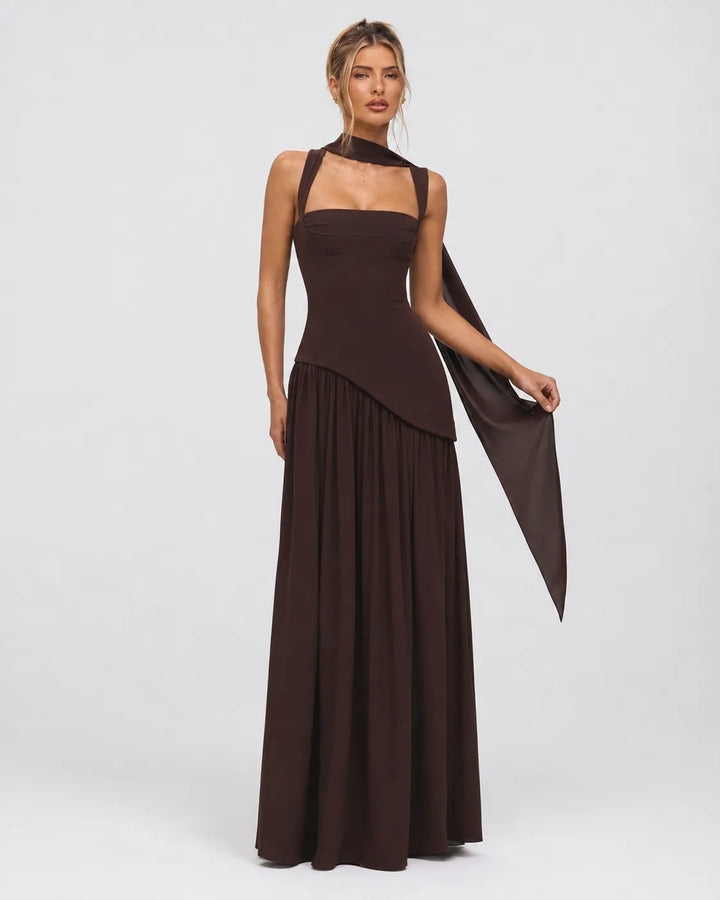 Women's Elegant Formal Maxi Wedding Guest Dress with Slit