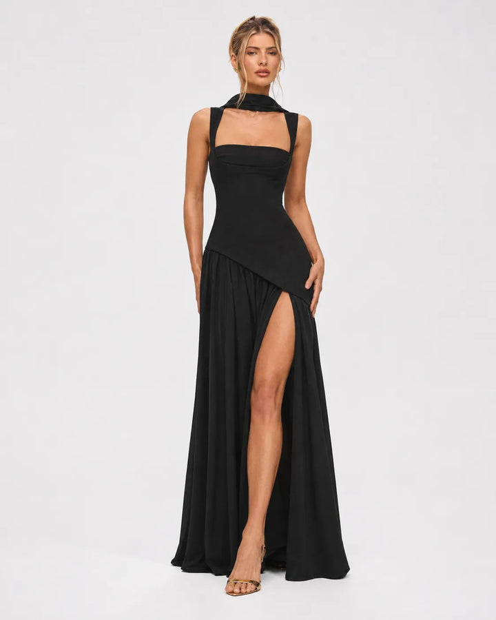 Women's Elegant Formal Maxi Wedding Guest Dress with Slit