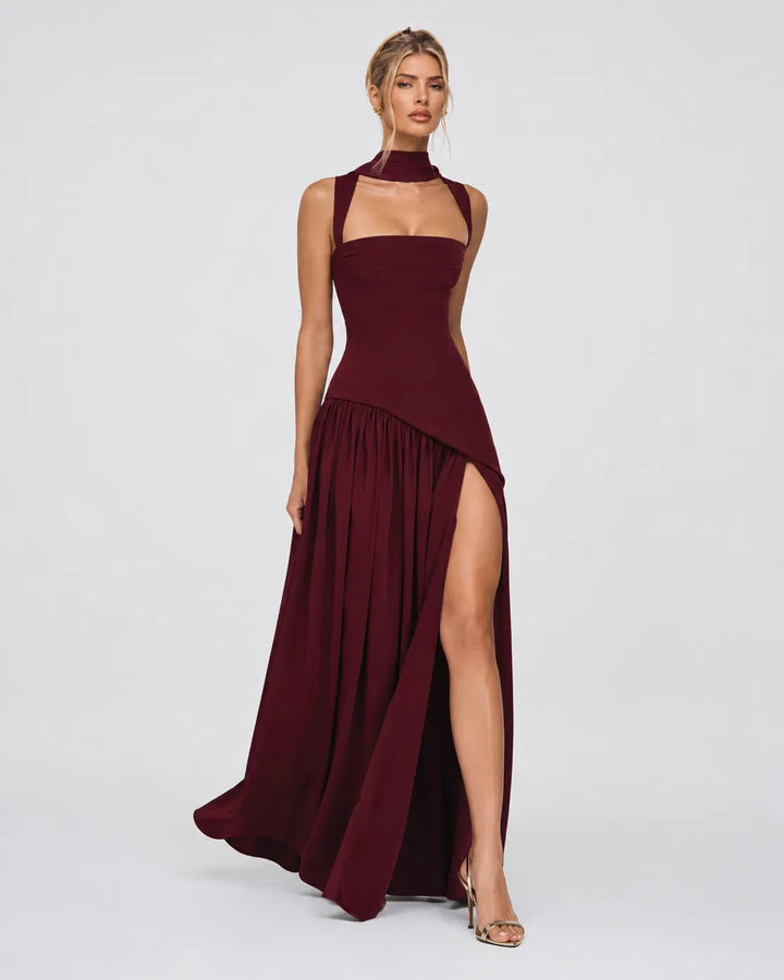 Women's Elegant Formal Maxi Wedding Guest Dress with Slit