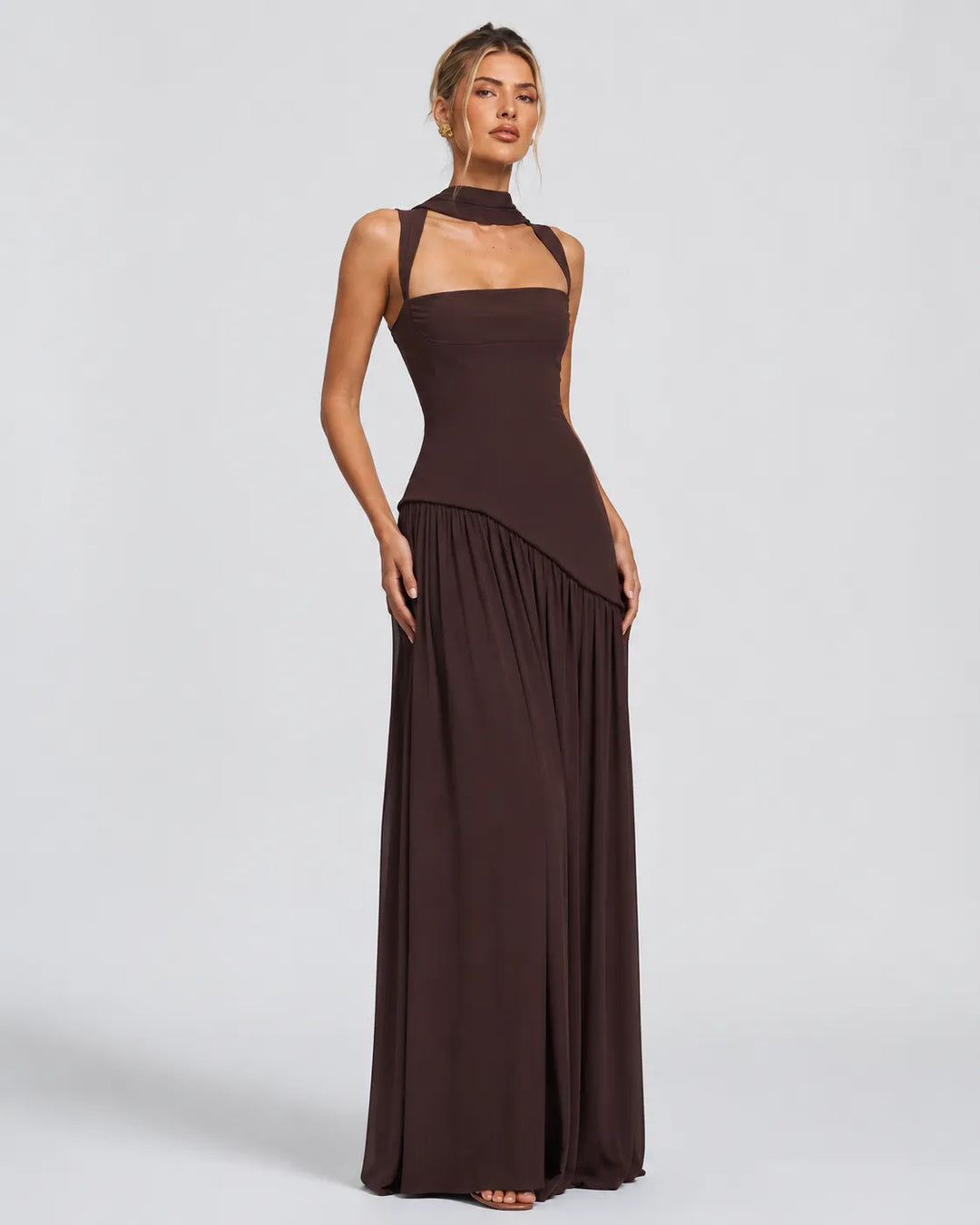 Women's Elegant Formal Maxi Wedding Guest Dress with Slit