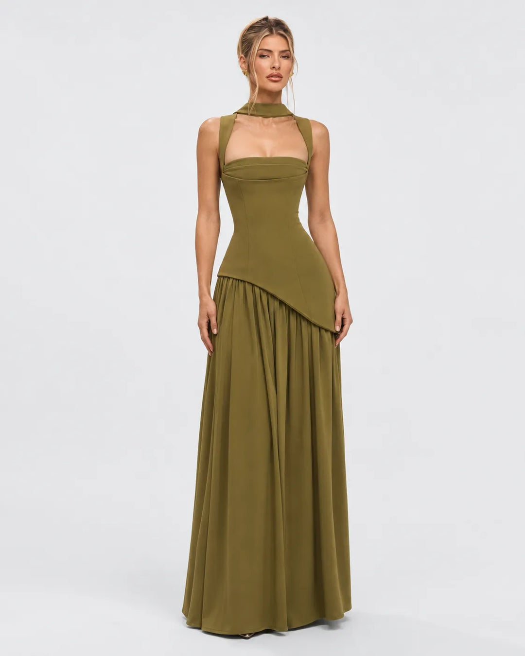 Women's Elegant Formal Maxi Wedding Guest Dress with Slit