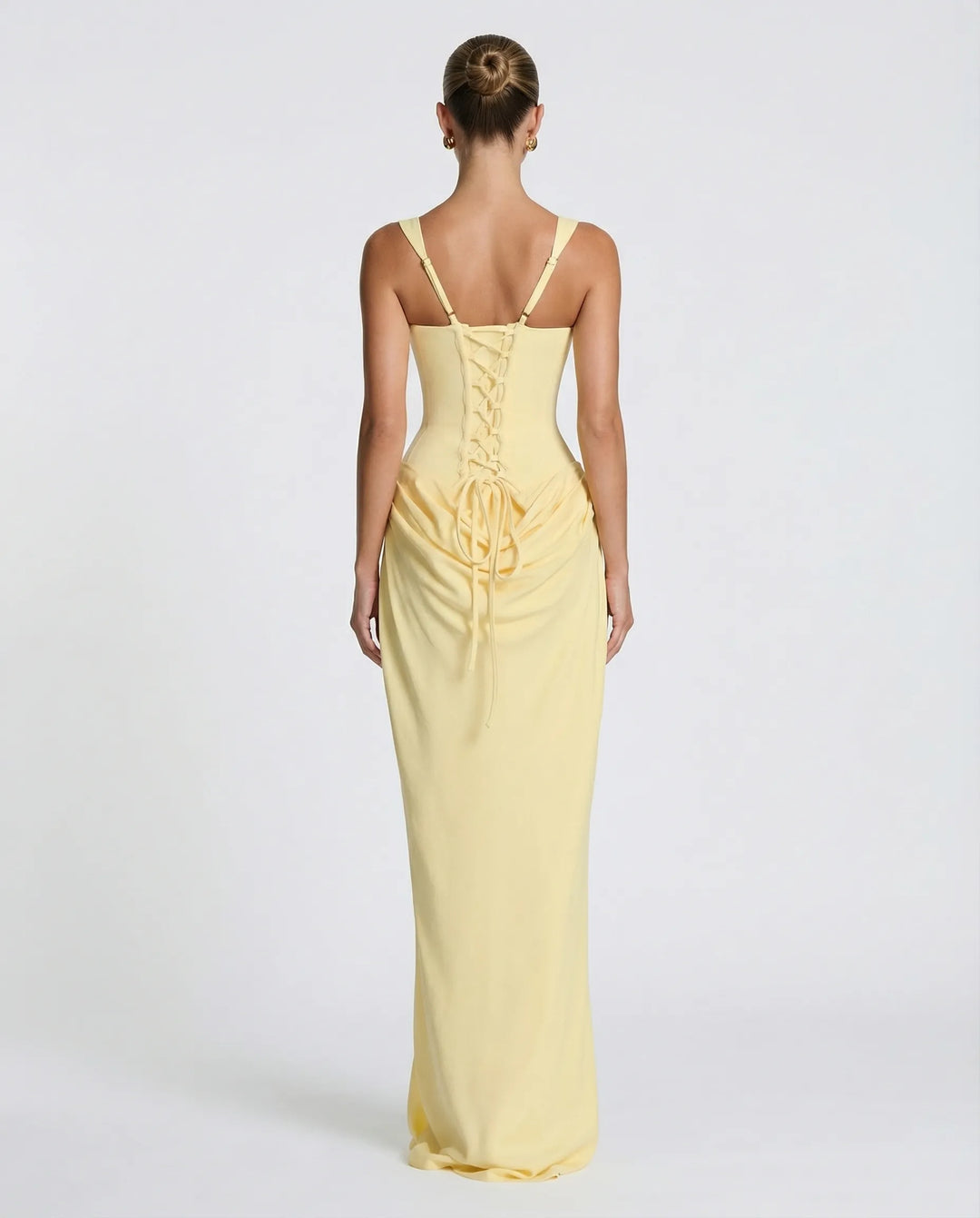 Women's Elegant Formal Maxi Wedding Guest Dress with Square Neck and Ruched