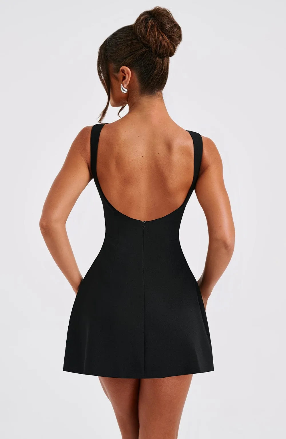 Women's Elegant Formal Mini Cocktail Dress with Boat Neck
