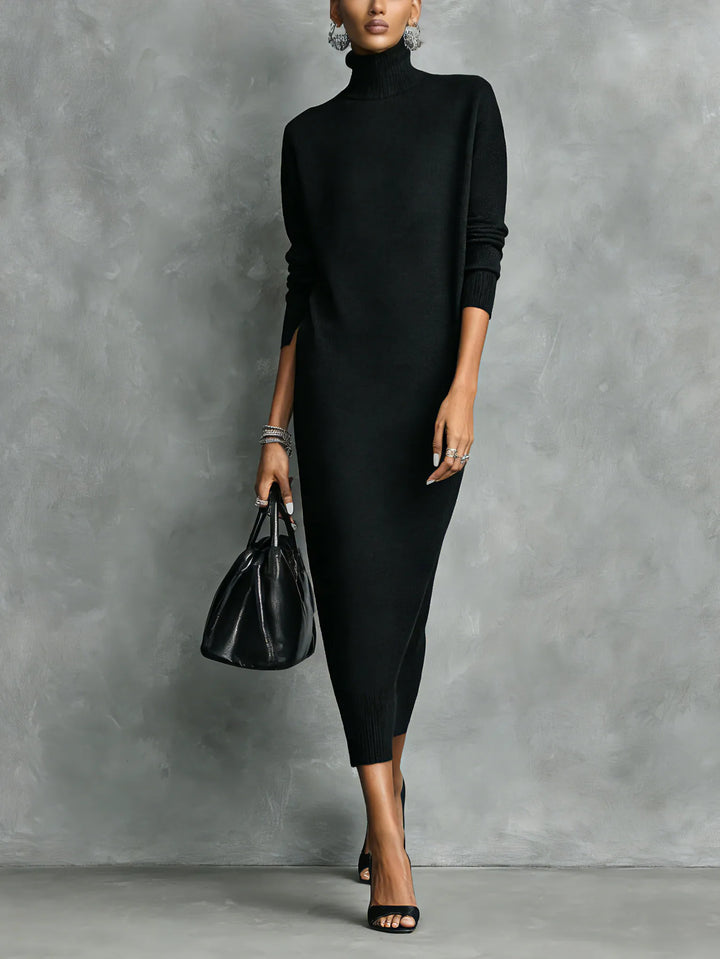 Women's Elegant High Neck Maxi Wedding Guest Dress with Long Sleeve