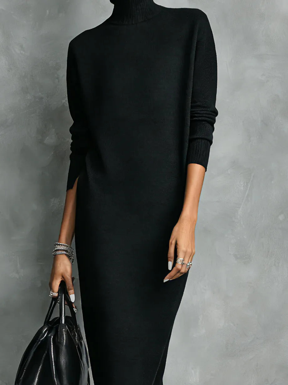 Women's Elegant High Neck Maxi Wedding Guest Dress with Long Sleeve