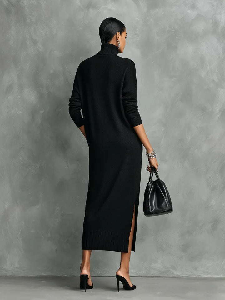 Women's Elegant High Neck Maxi Wedding Guest Dress with Long Sleeve