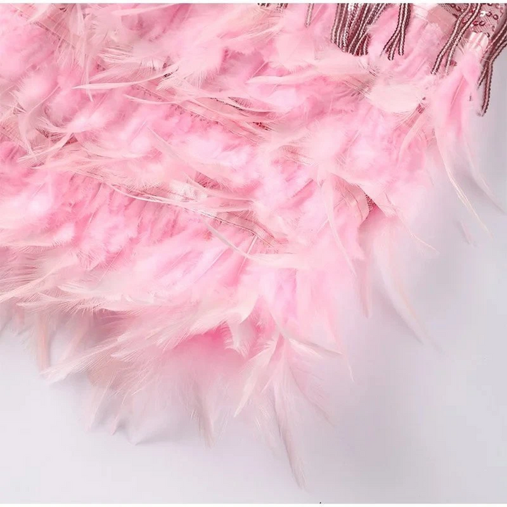 Women's Elegant Mini Cocktail Dress with Fringe Detail