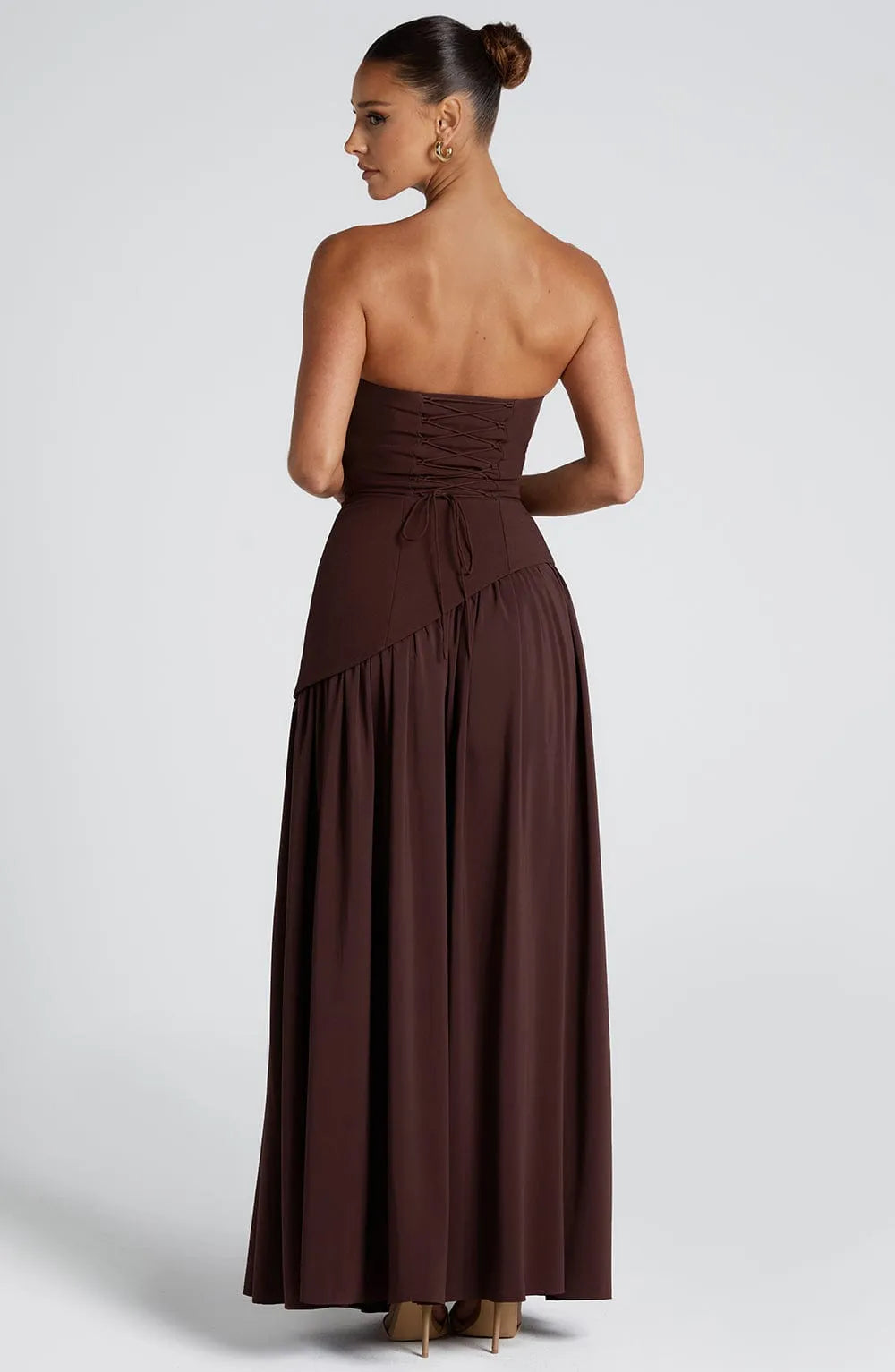 Women's Elegant Open Back Maxi Wedding Guest Dress with Slit
