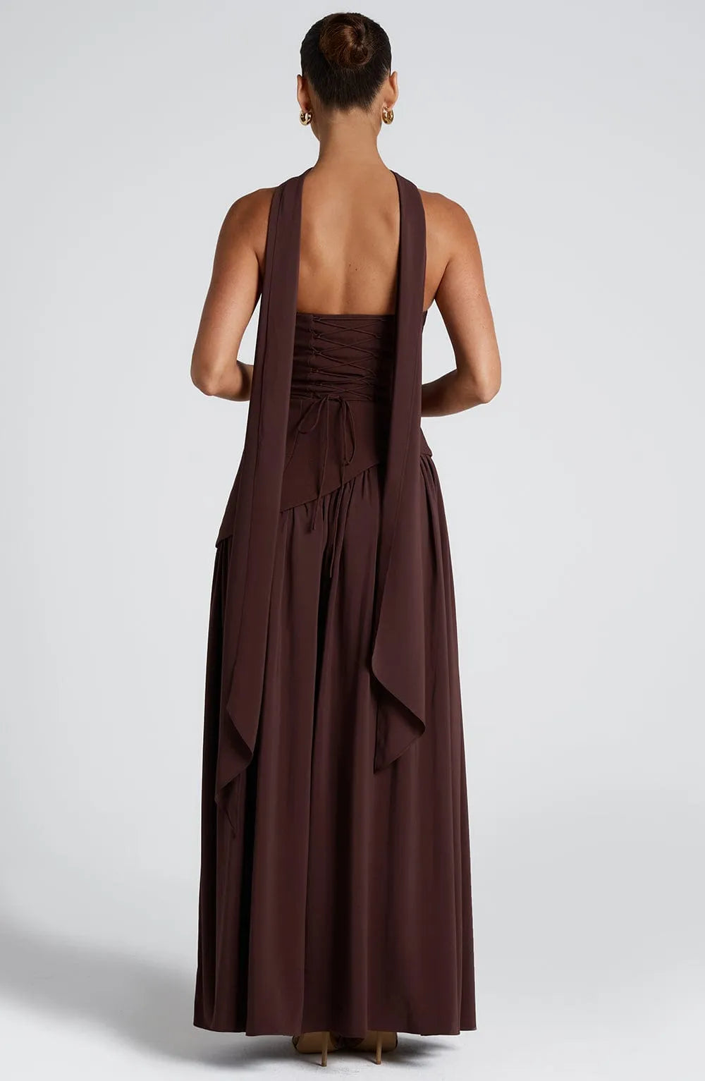 Women's Elegant Open Back Maxi Wedding Guest Dress with Slit