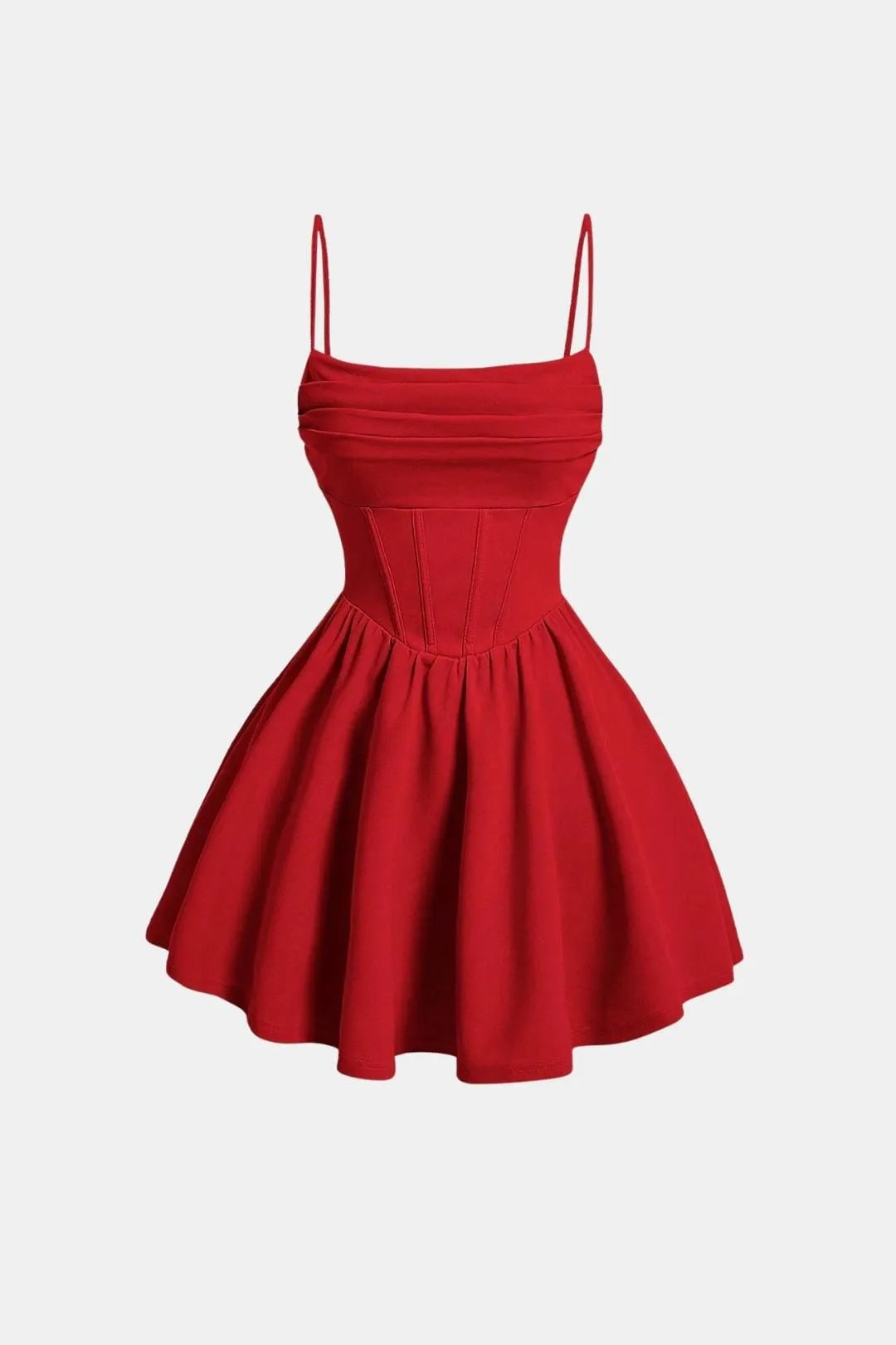 Women's Elegant Ruched Mini Cocktail Dress with Square Neck