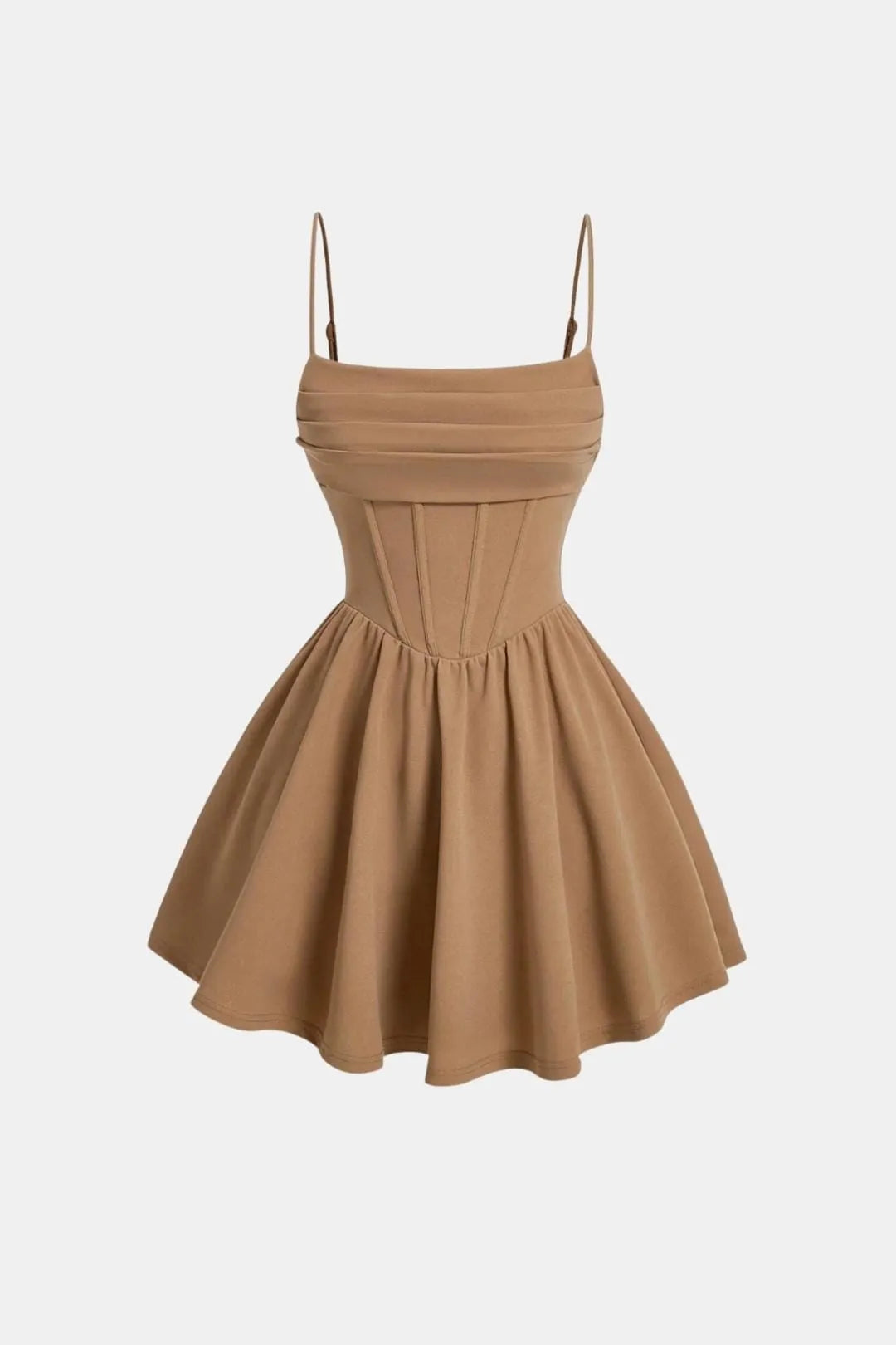 Women's Elegant Ruched Mini Cocktail Dress with Square Neck