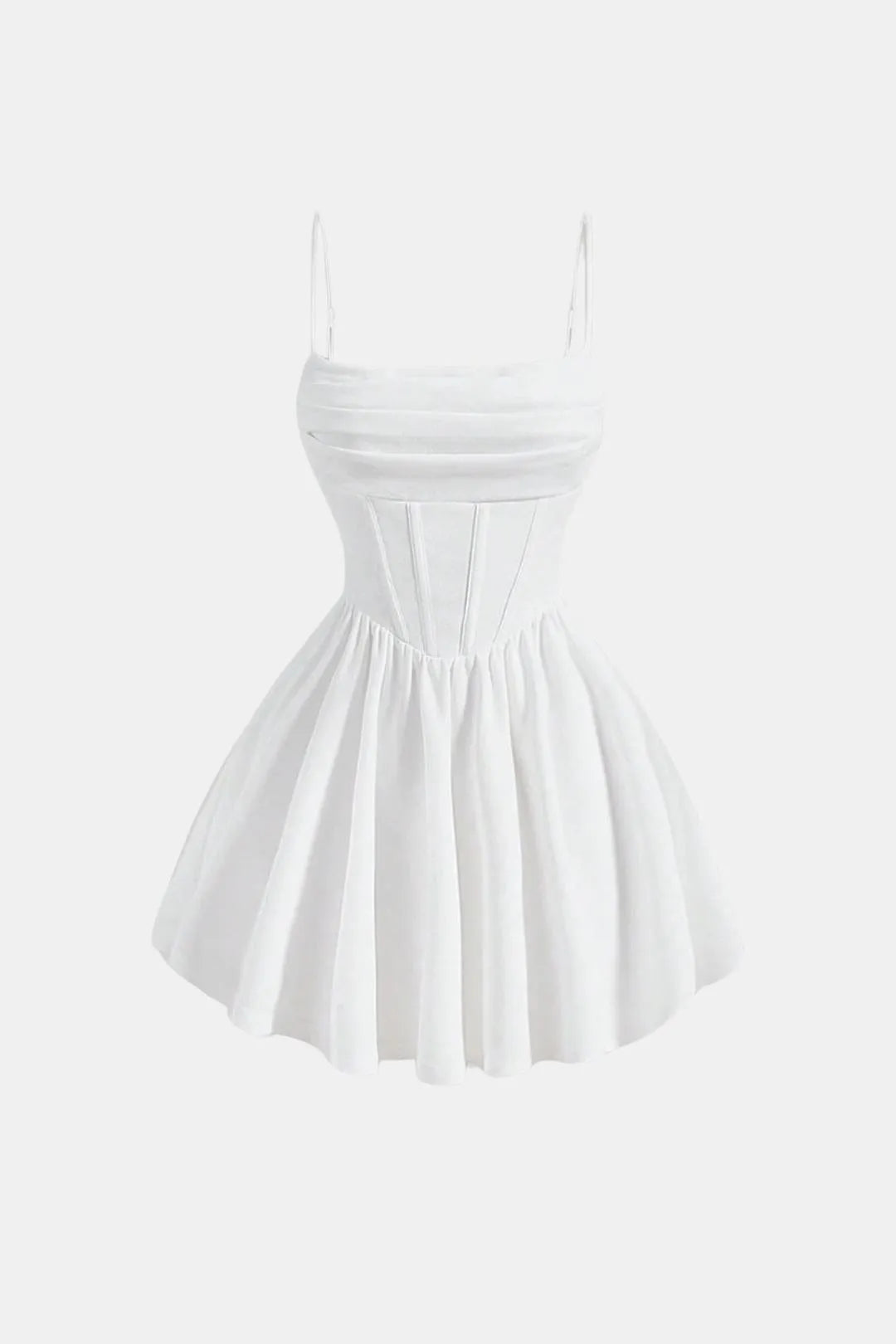 Women's Elegant Ruched Mini Cocktail Dress with Square Neck
