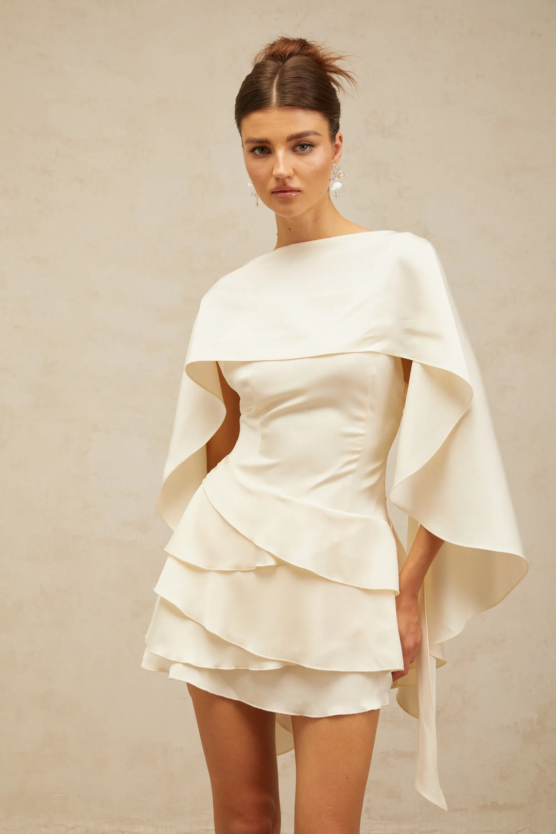 Women's Elegant Ruffle Mini Cocktail Dress with Open Back