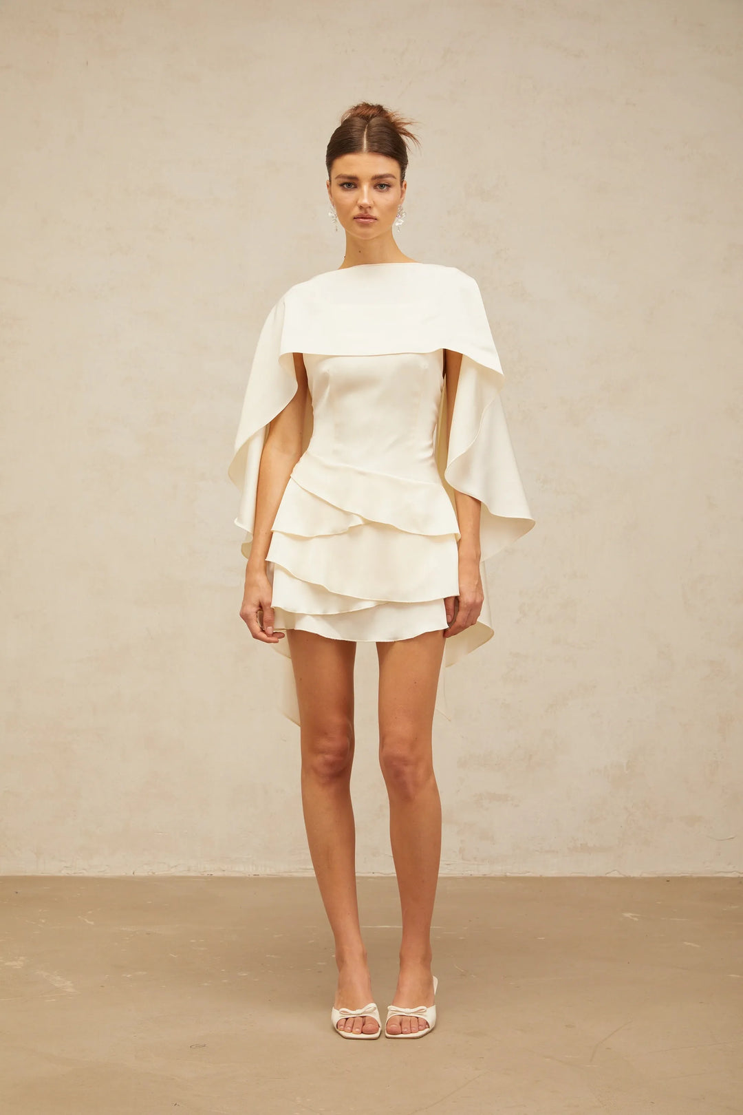 Women's Elegant Ruffle Mini Cocktail Dress with Open Back