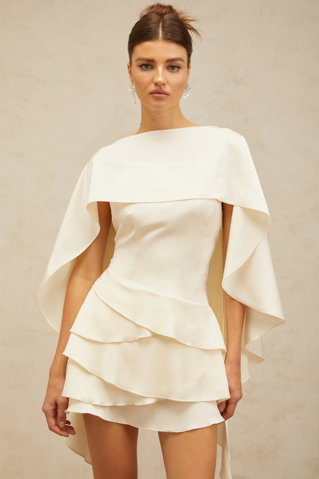 Women's Elegant Ruffle Mini Cocktail Dress with Open Back