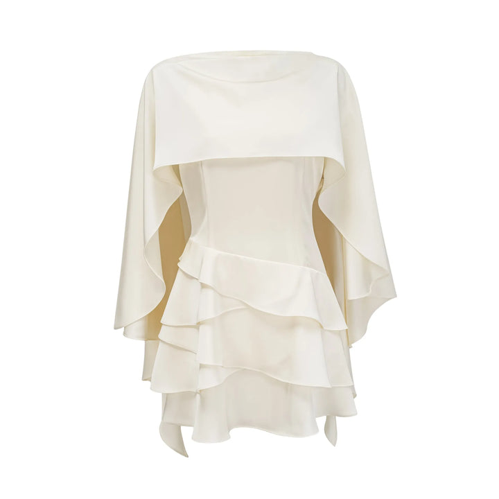 Women's Elegant Ruffle Mini Cocktail Dress with Open Back