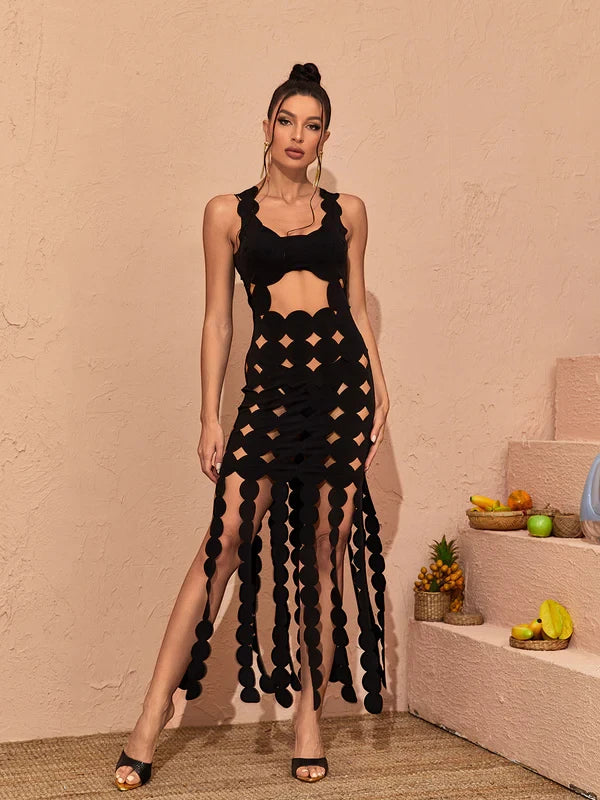 Women's Elegant Sleeveless Maxi Cocktail Dress with Slit