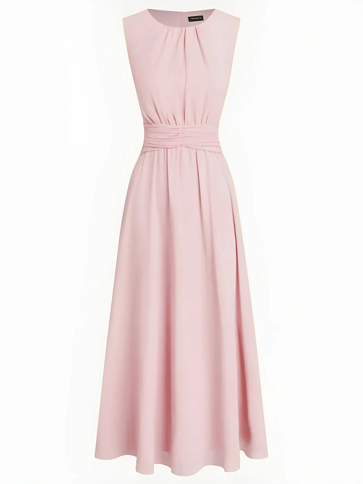 Women's Elegant Sleeveless Maxi Wedding Guest Dress with A-Line Silhouette
