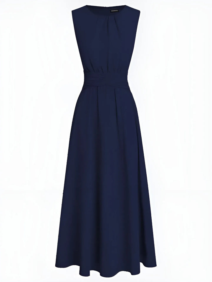 Women's Elegant Sleeveless Maxi Wedding Guest Dress with A-Line Silhouette