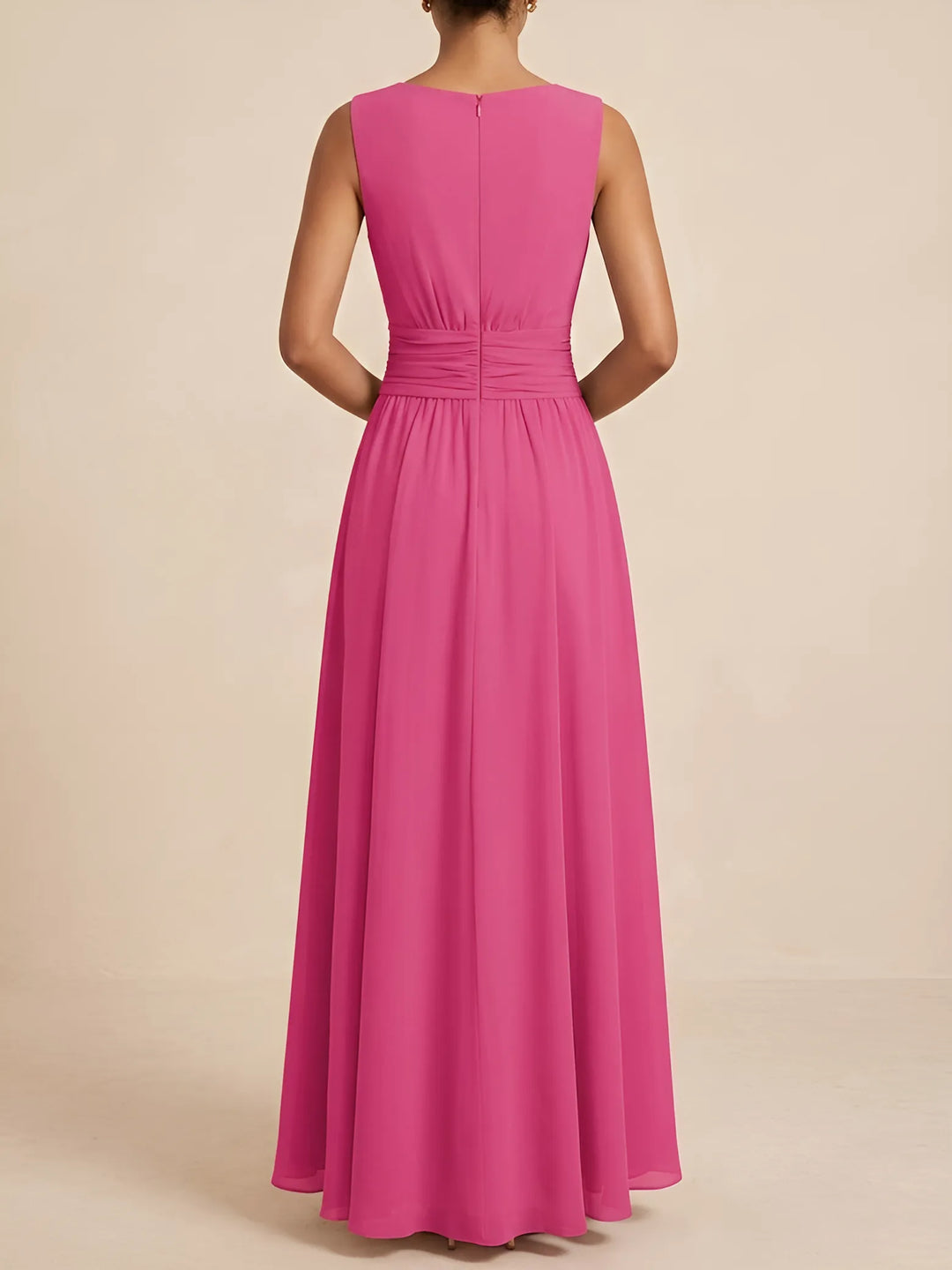 Women's Elegant Sleeveless Maxi Wedding Guest Dress with A-Line Silhouette
