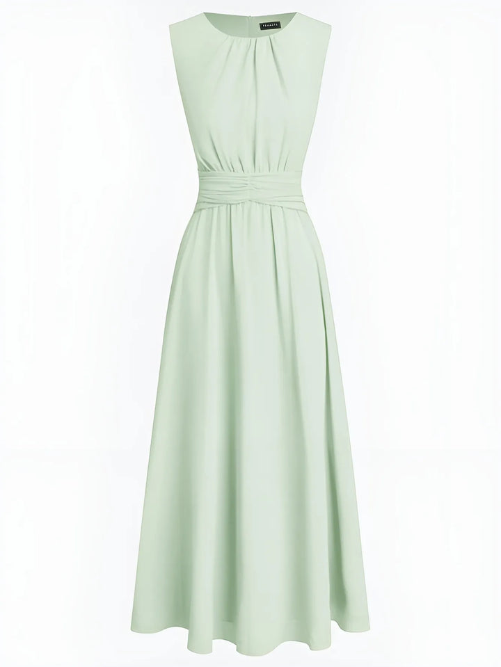 Women's Elegant Sleeveless Maxi Wedding Guest Dress with A-Line Silhouette
